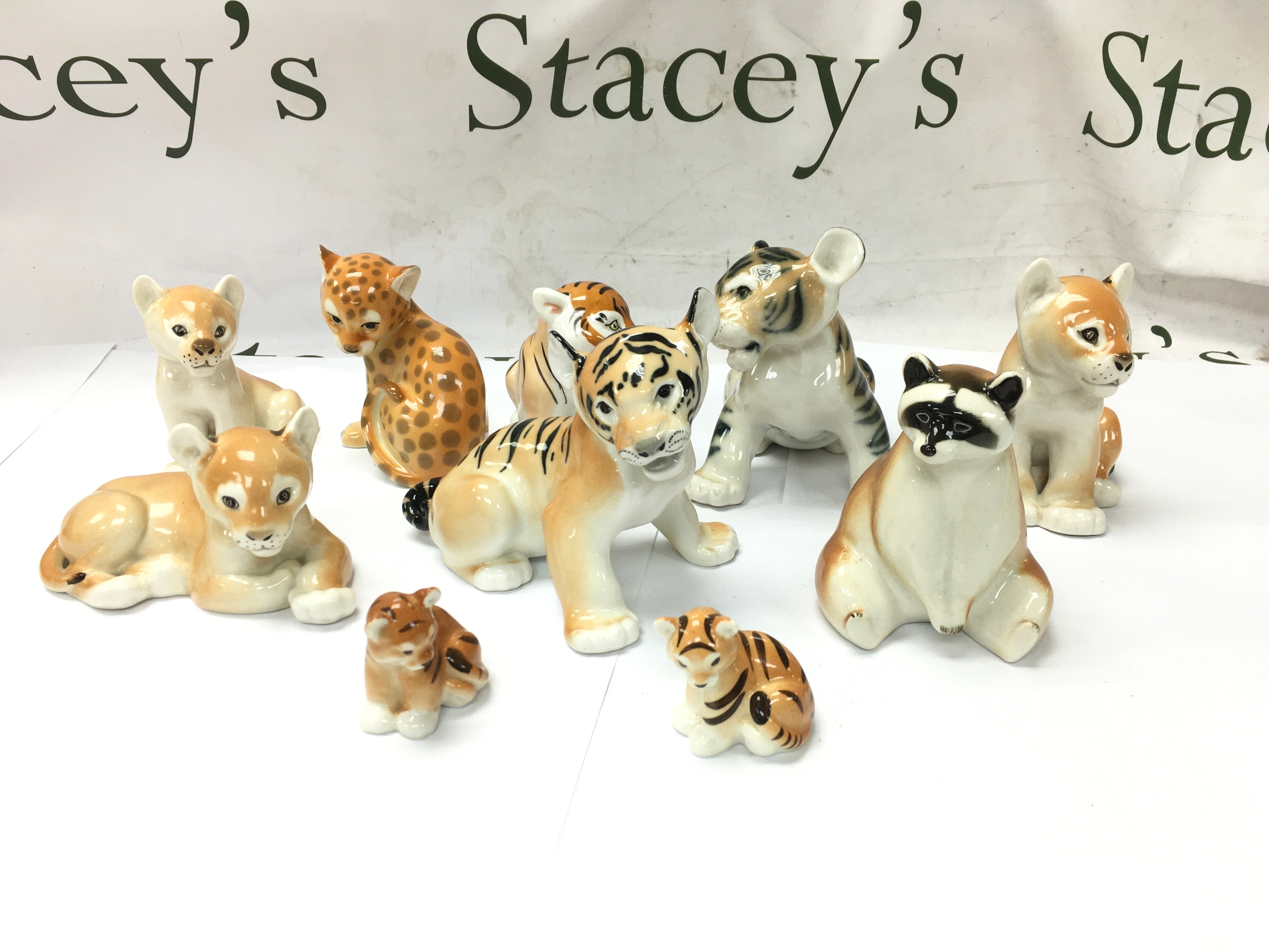 collection of vintage porcelain animal figures made by the Lomonosov Porcelain Factory in the Soviet Union. all in good condition with no obvious signs of damage or repair.