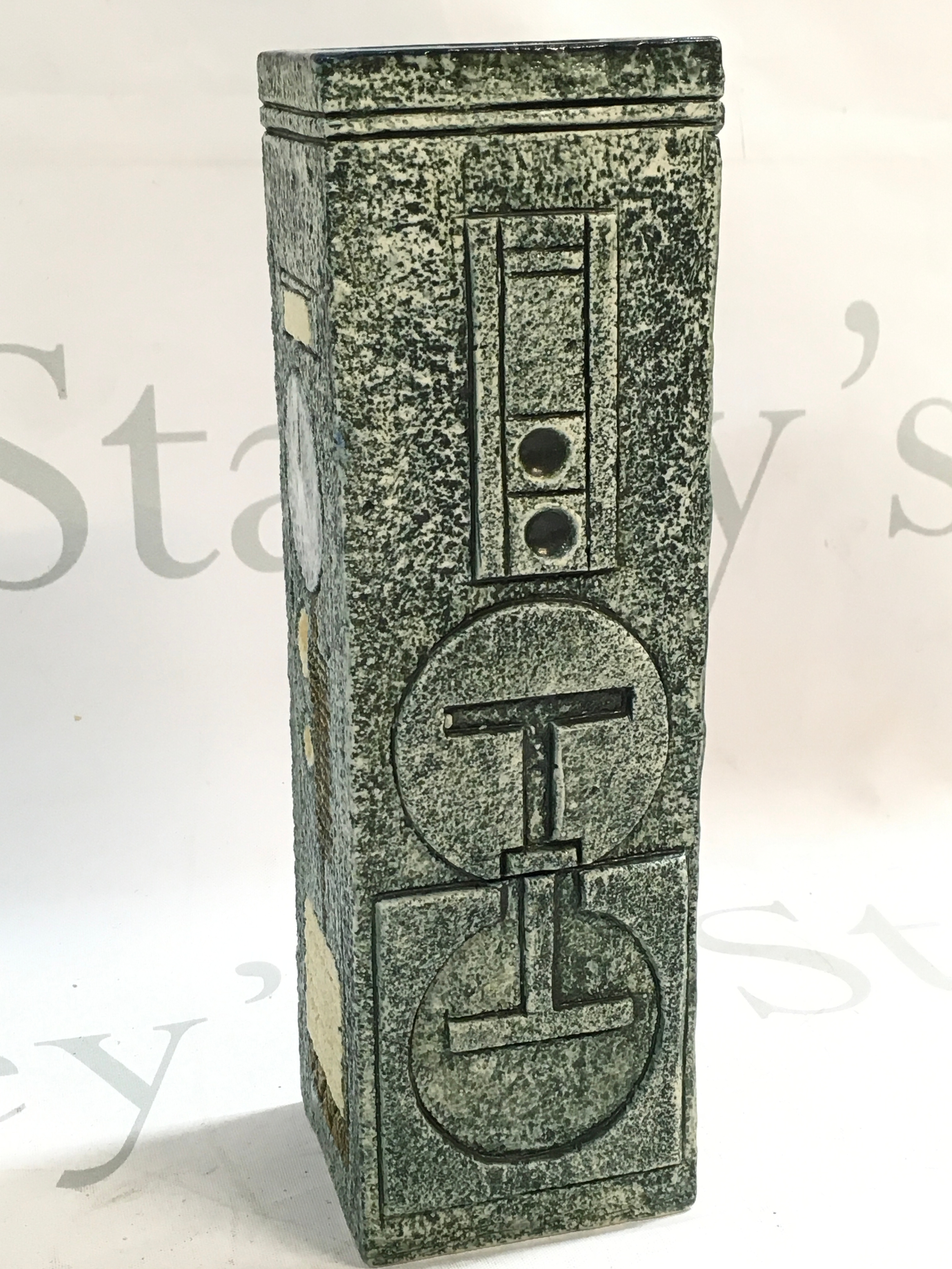 A Troika rectangular vase , 22cm tall. No obvious damage or restoration