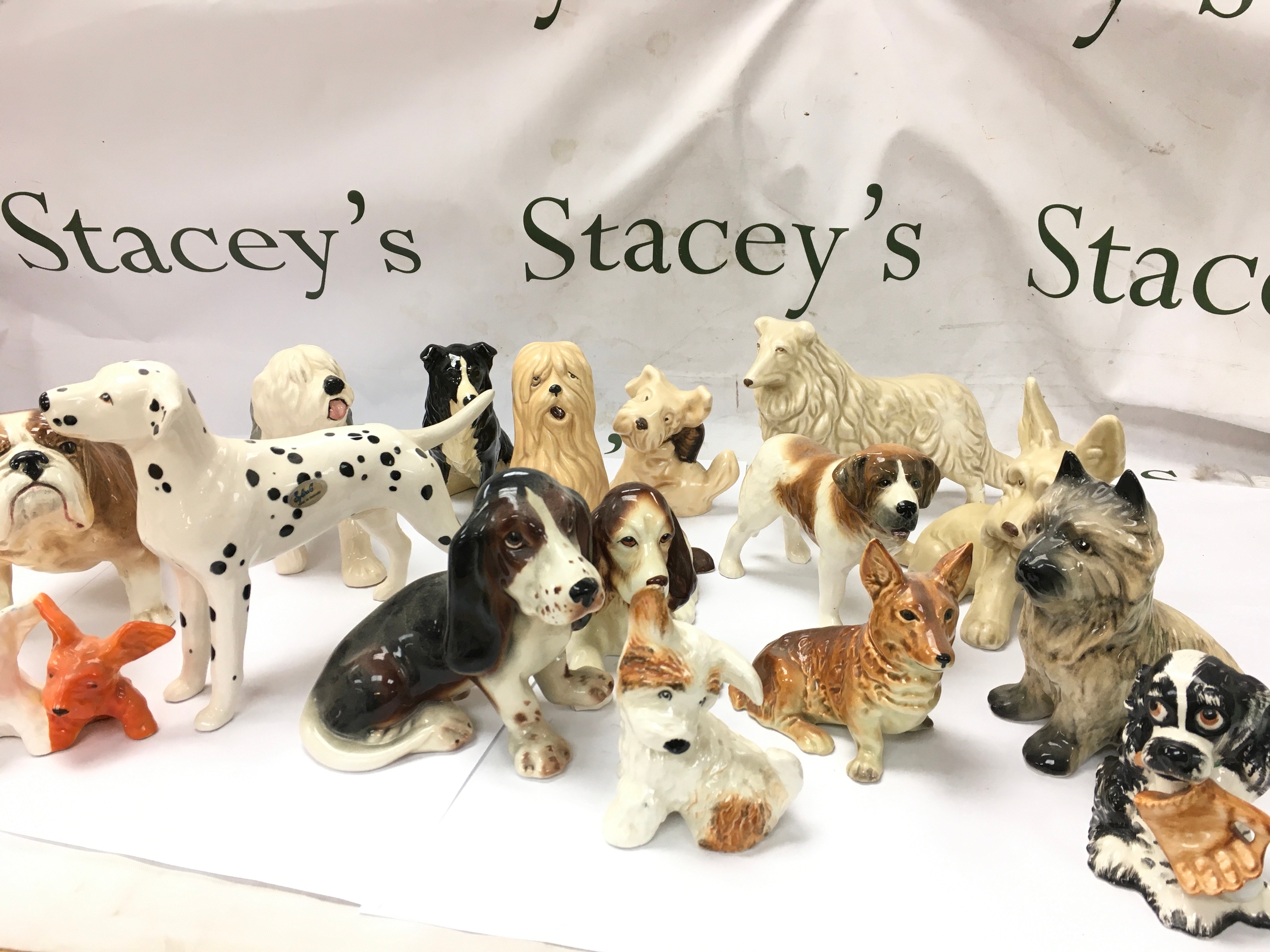 vintage ceramic and porcelain dog figurines, including popular breeds and makers such as Beswick.