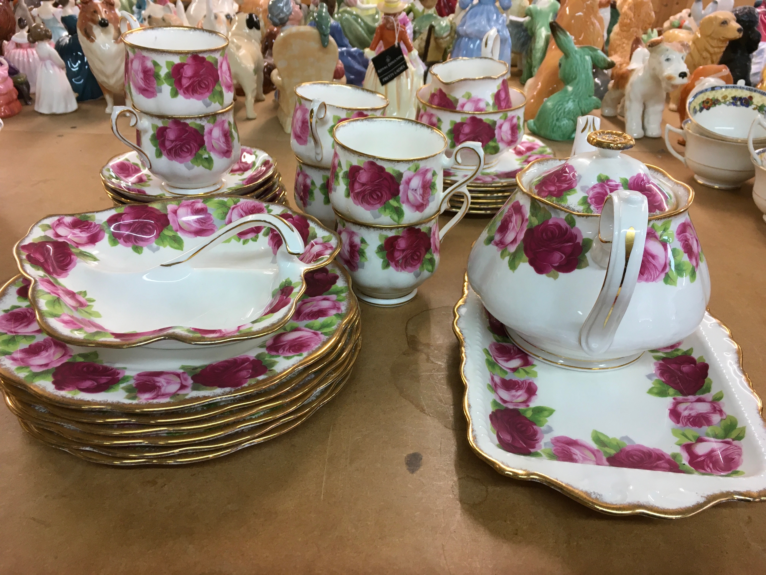 vintage Royal Albert Old English Rose fine bone china set.