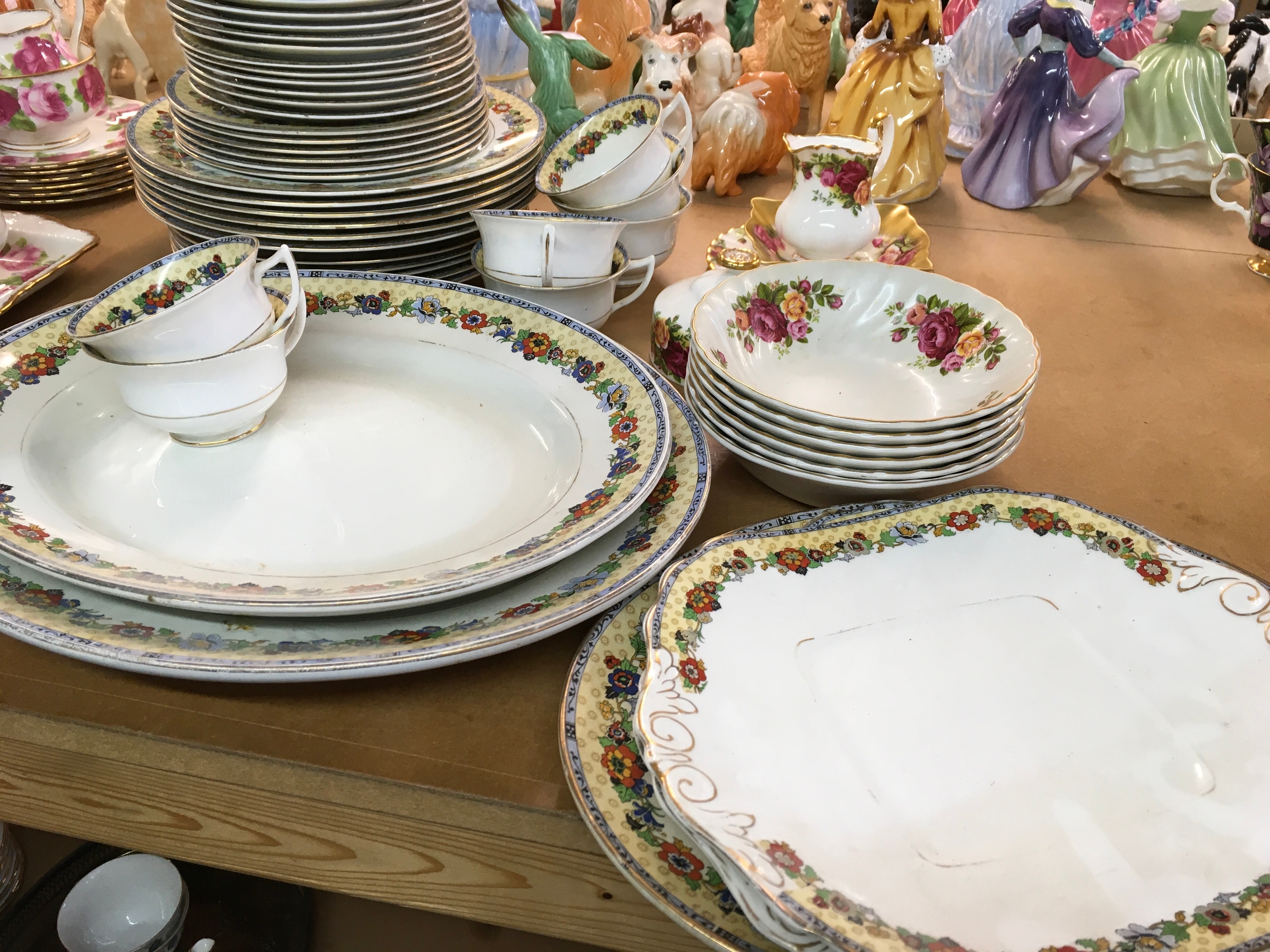 Part tea set along including some royal Albert items.