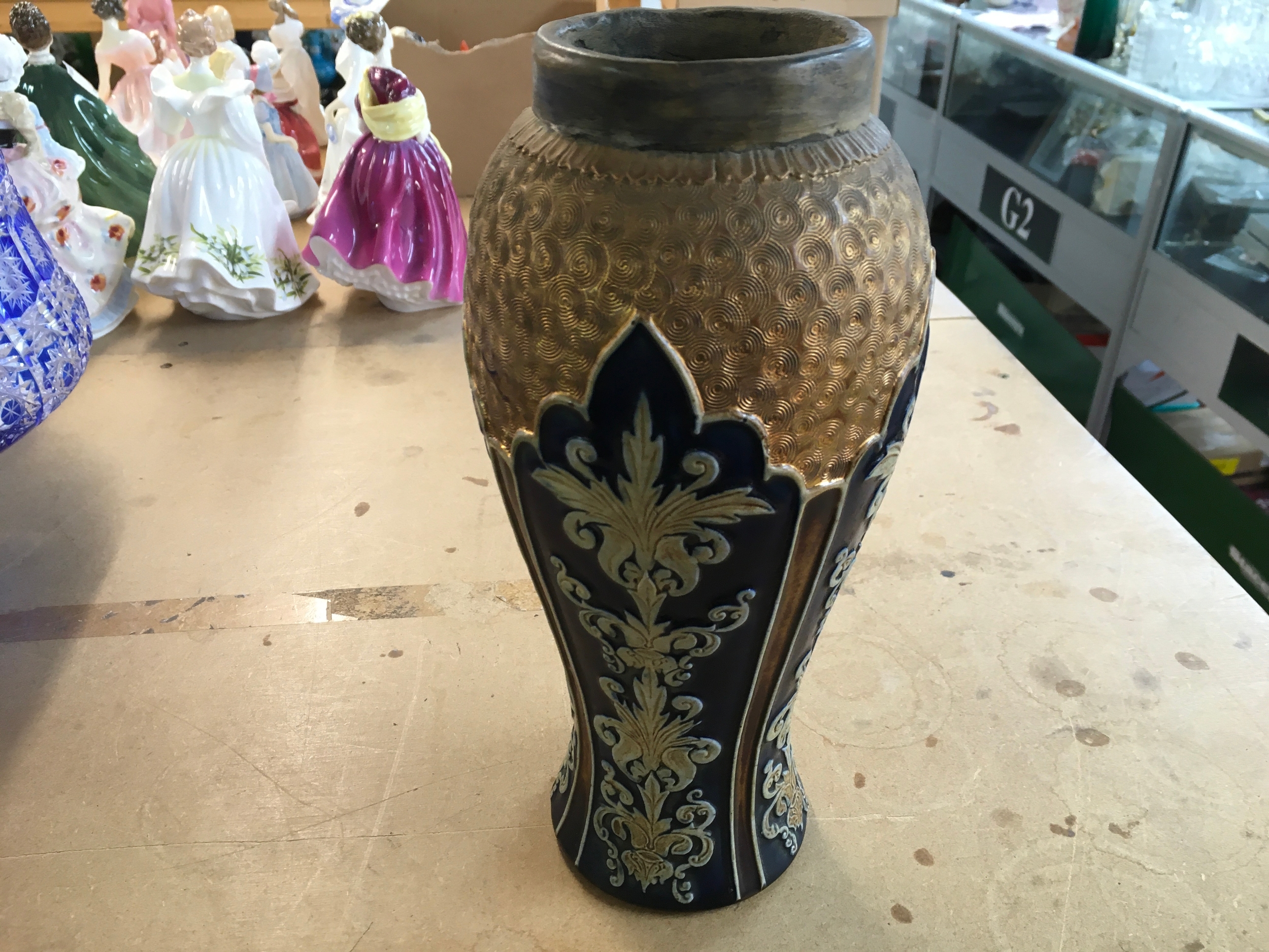 Royal Doulton Lambeth Art Nouveau stoneware baluster vase