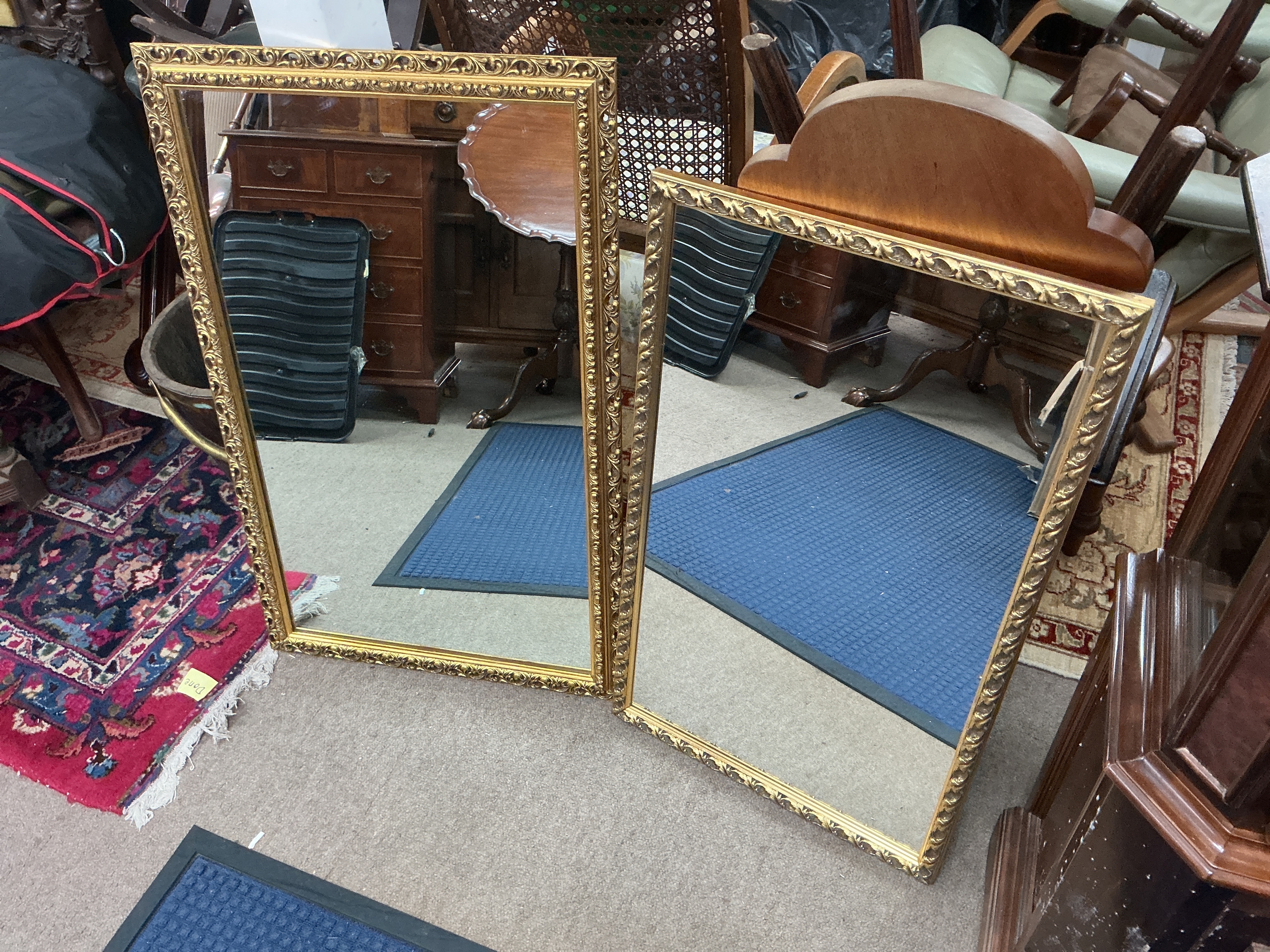 Two gilt framed mirrors 53x84cm and 45x77cm