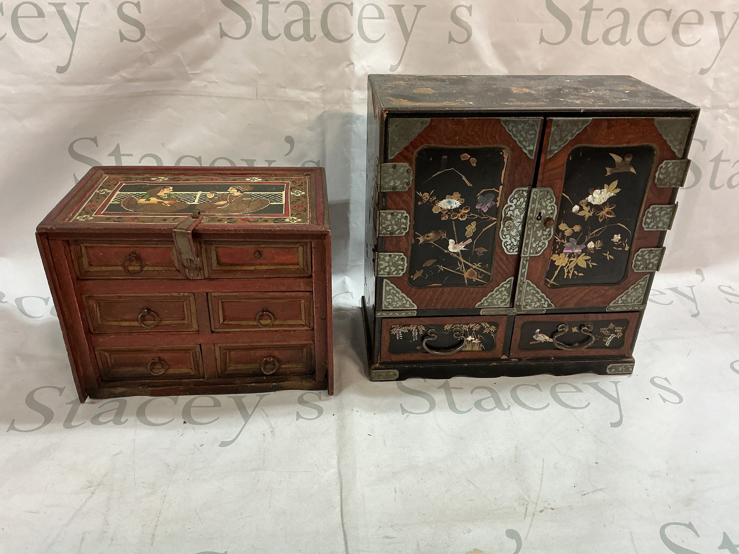 A Small Japanese lacquer cabinet and one other small Indian cabinet (2)