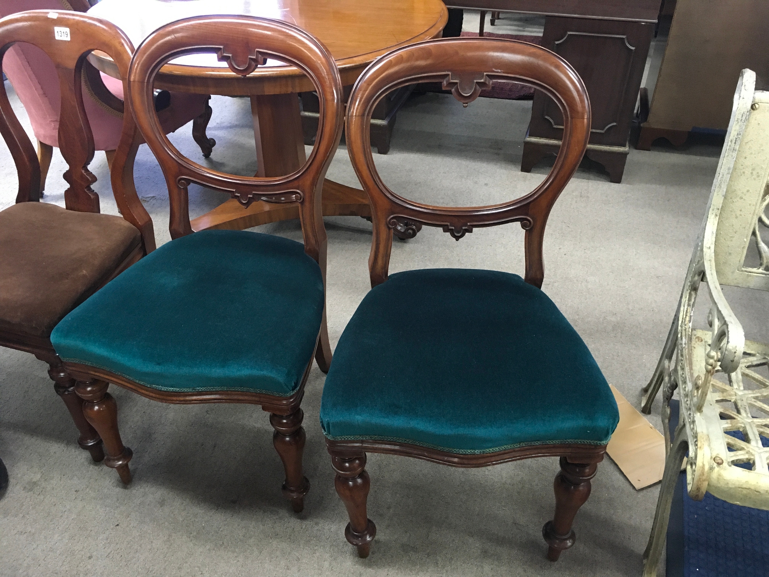 Four antique Victorian mahogany balloon back dining chair