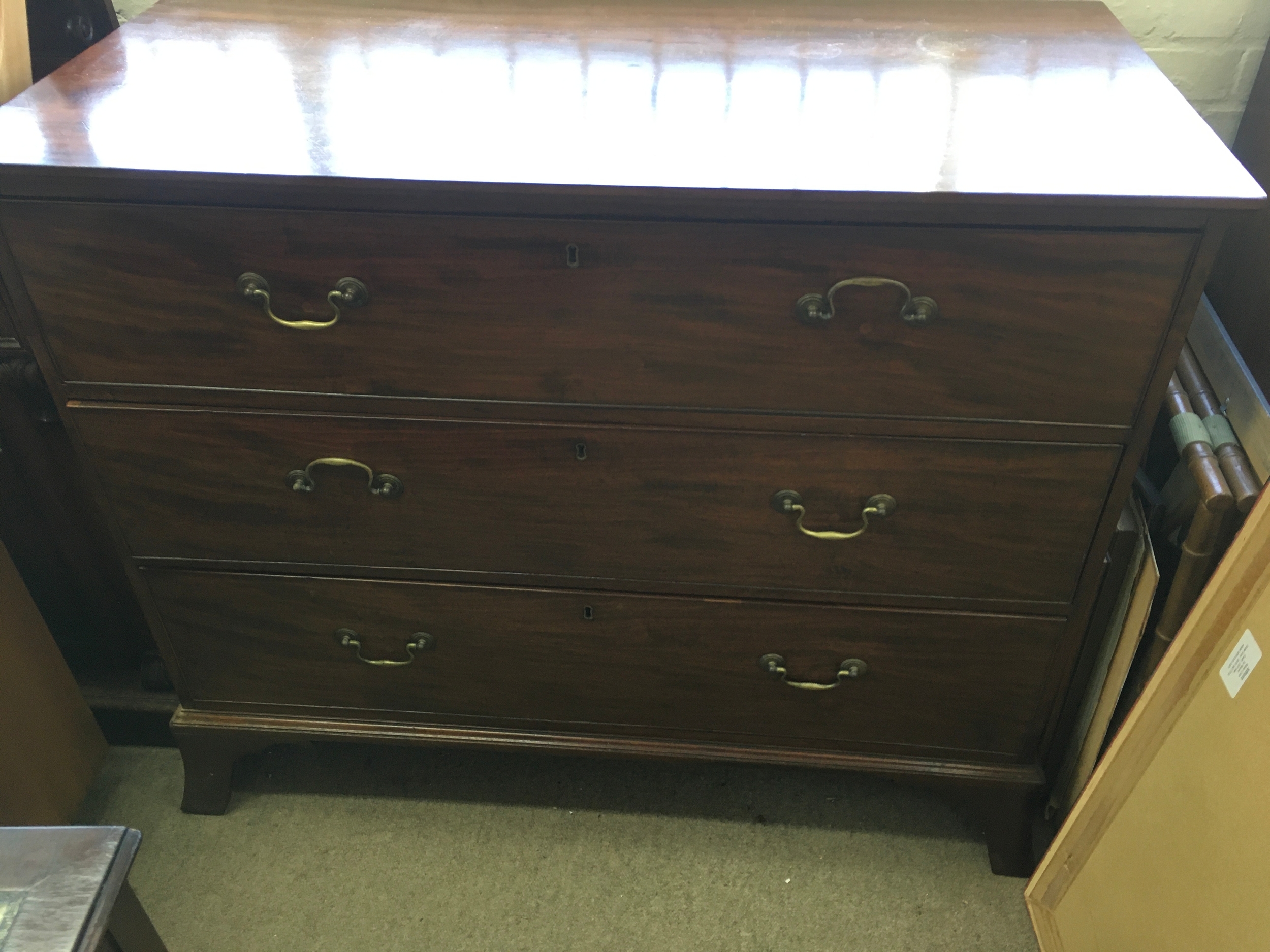 Large Antique 19th Century Mahogany Chest of Drawers 117cm by 56cm
