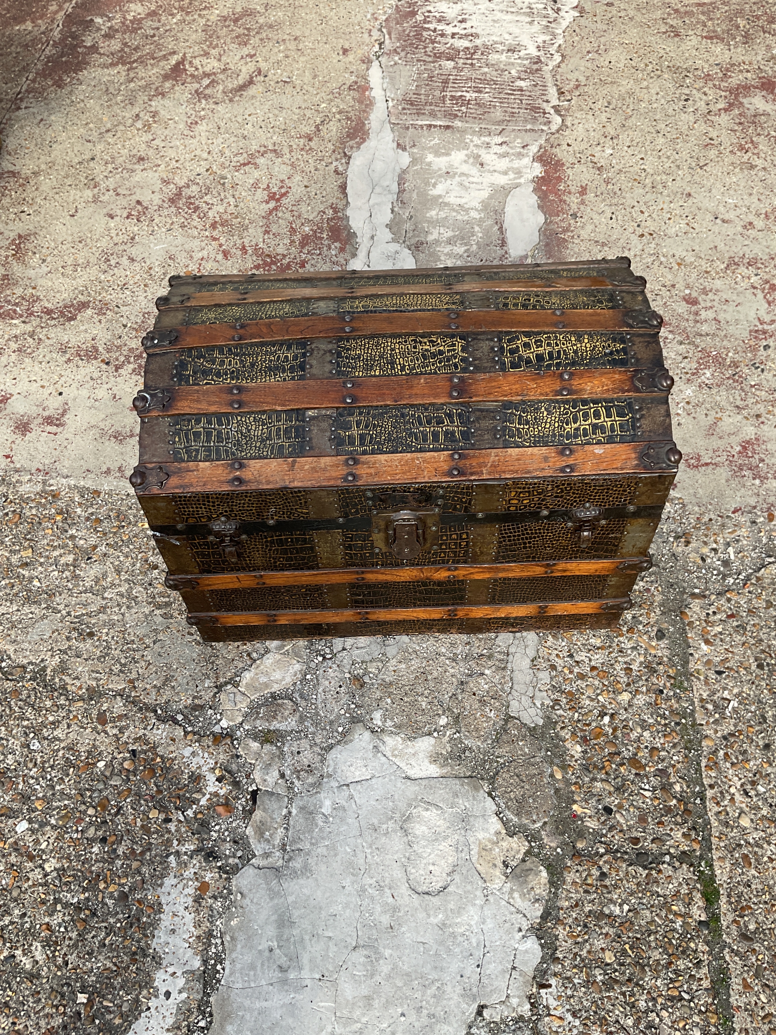 Vintage faux crocodile skin chest trunk.