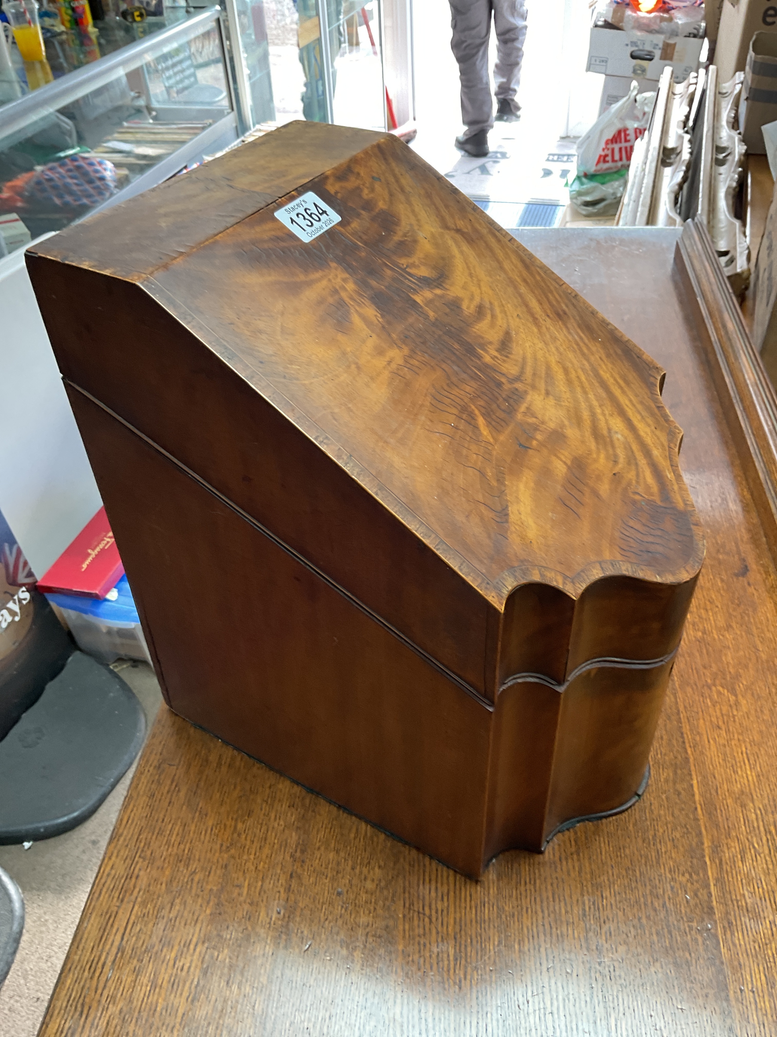 Converted 19th c knife box to stationary cupboard.