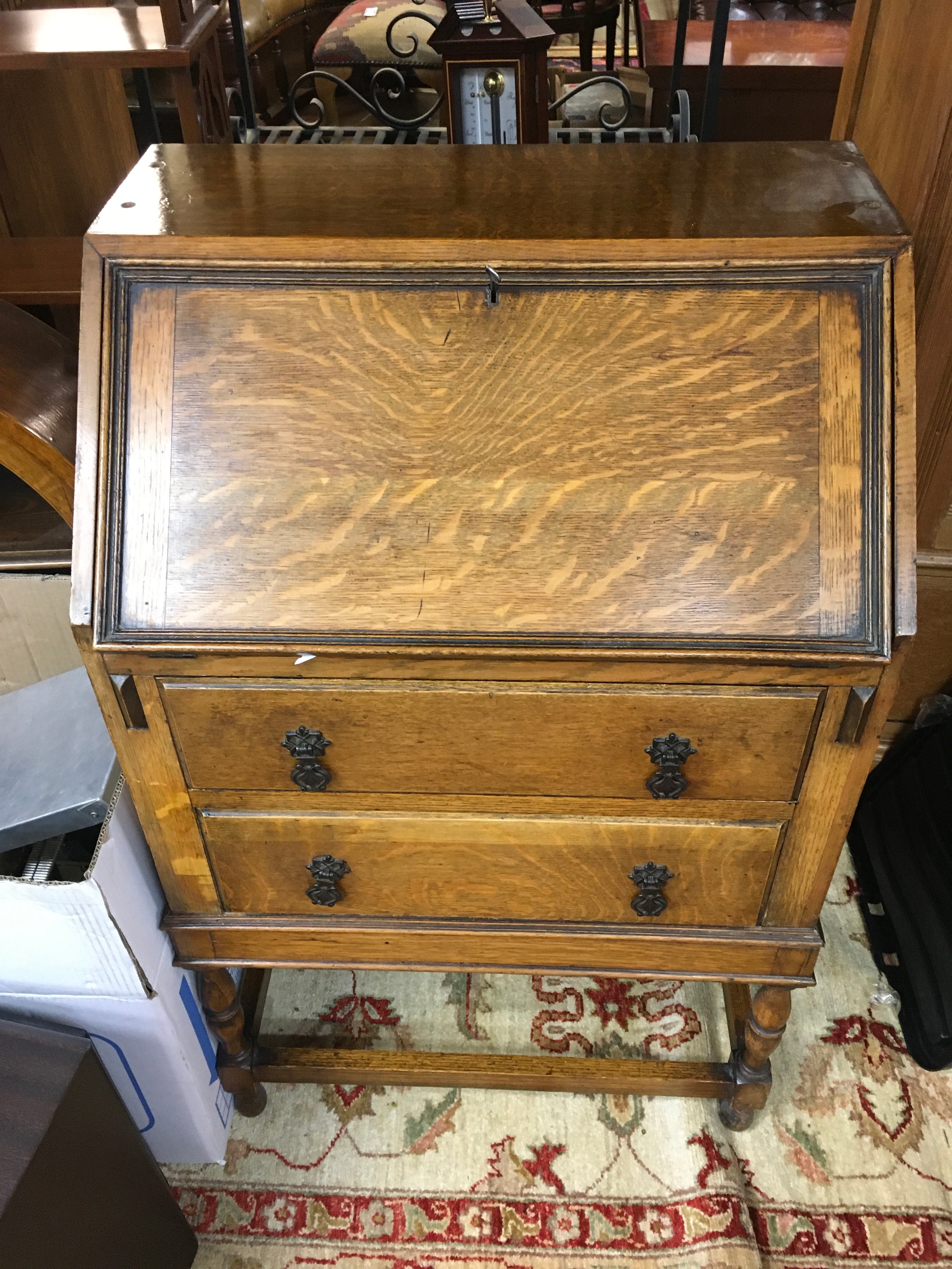A small oak bureau, 94cm tall