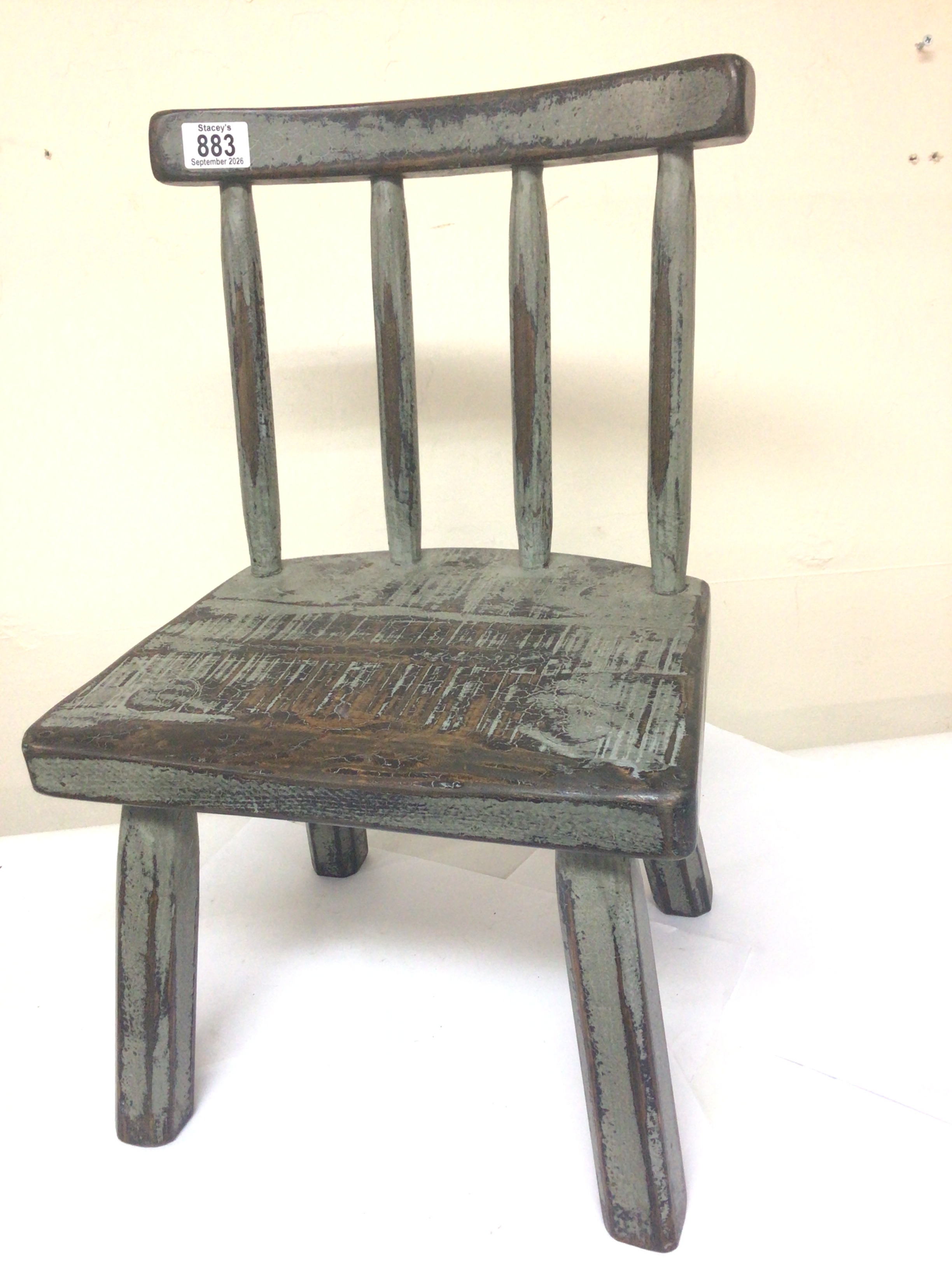 A Nice example of a painted Vernacular child's chair with a solid seat Height 54cm NO RESERVE