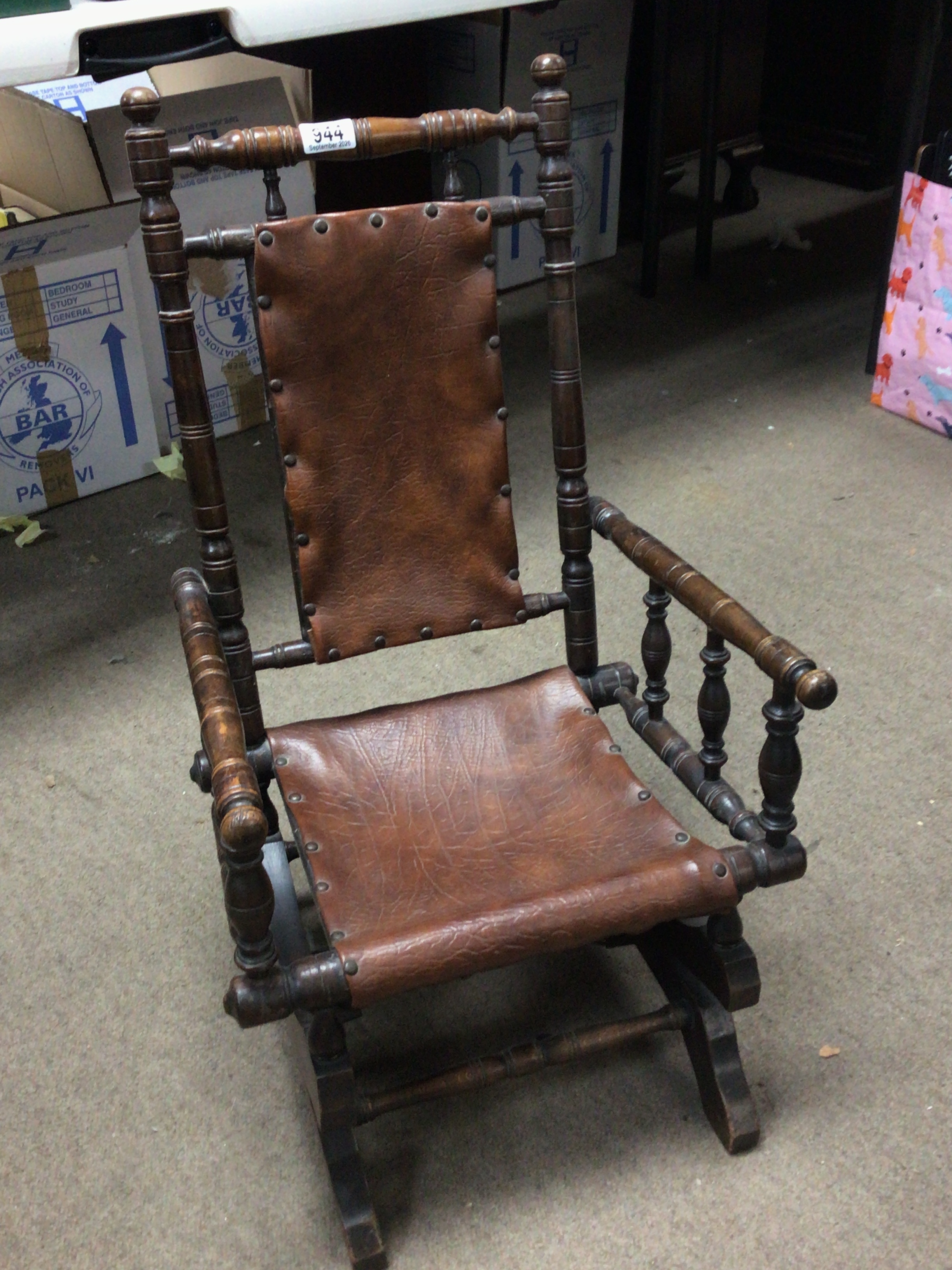 An American 19th century turned beechwood Child's rocking chair NO RESERVE