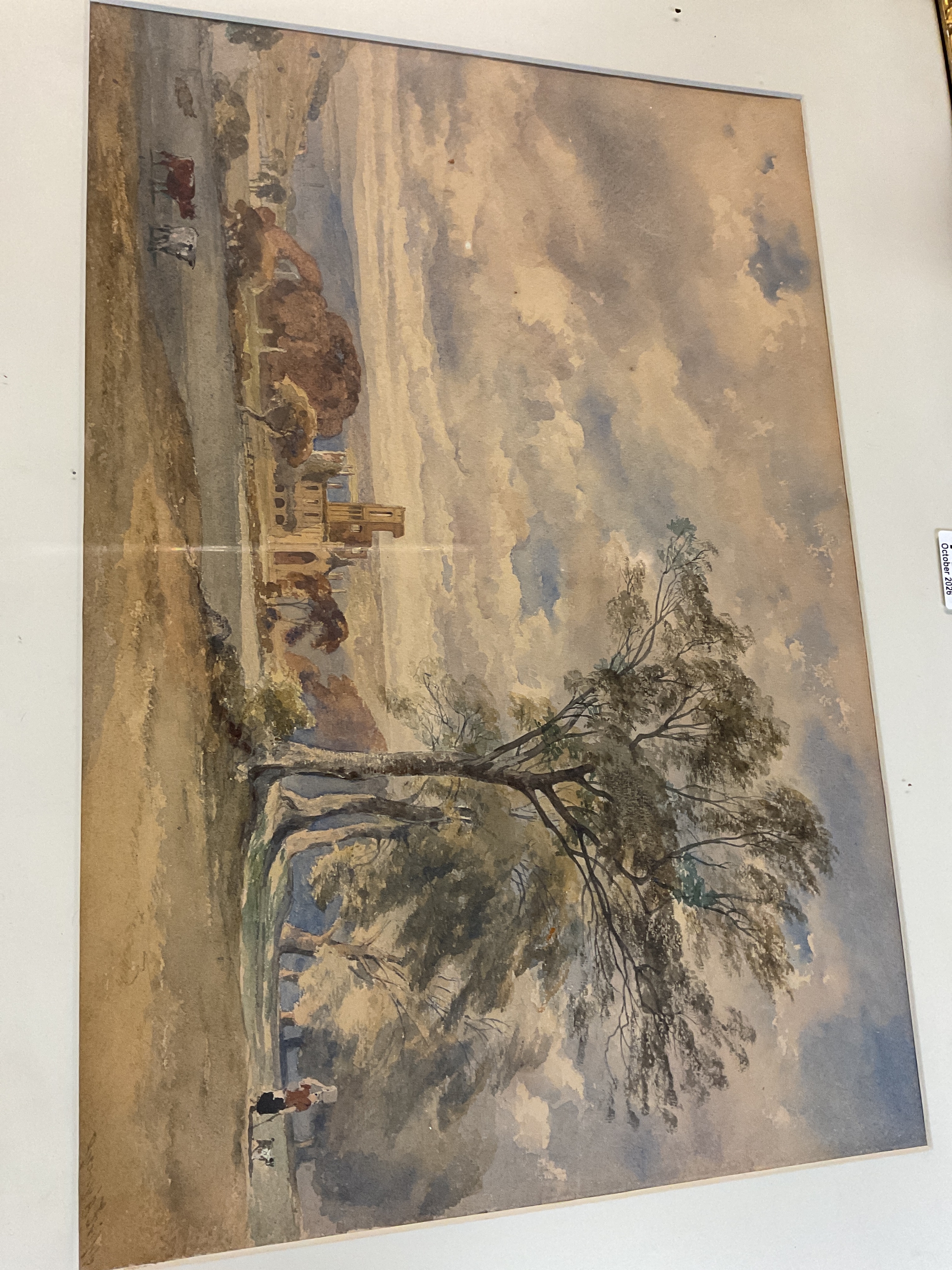 George Arthur Fripp RWS (1813-1896),Two large watercolours of ruined church in foreground of trees and cows and livestock.signed lower right the other has writing to the back of frame but no signature but same hand.
