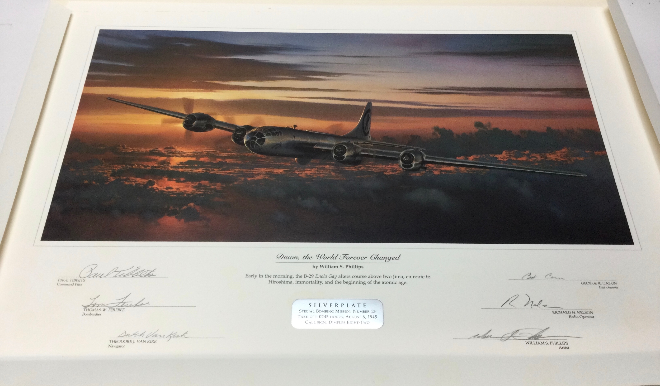 A highly significant and historically important WWII commemorative aviation print presentation set, published by The Greenwich Workshop. Height 18cm, Width 25cm. 