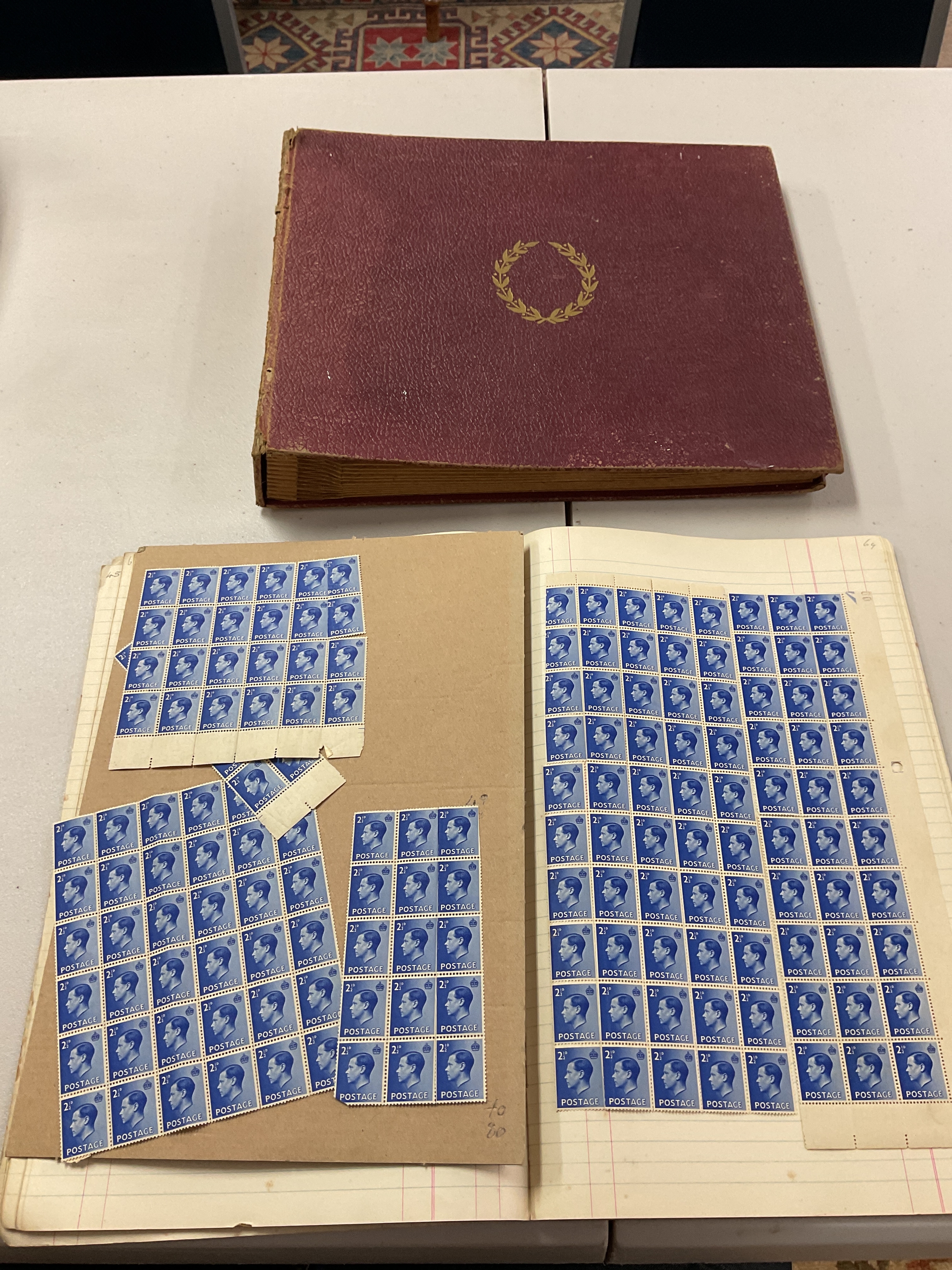 Blocks of King Edward VIII Stamps and folder of Max Miller 78 records.