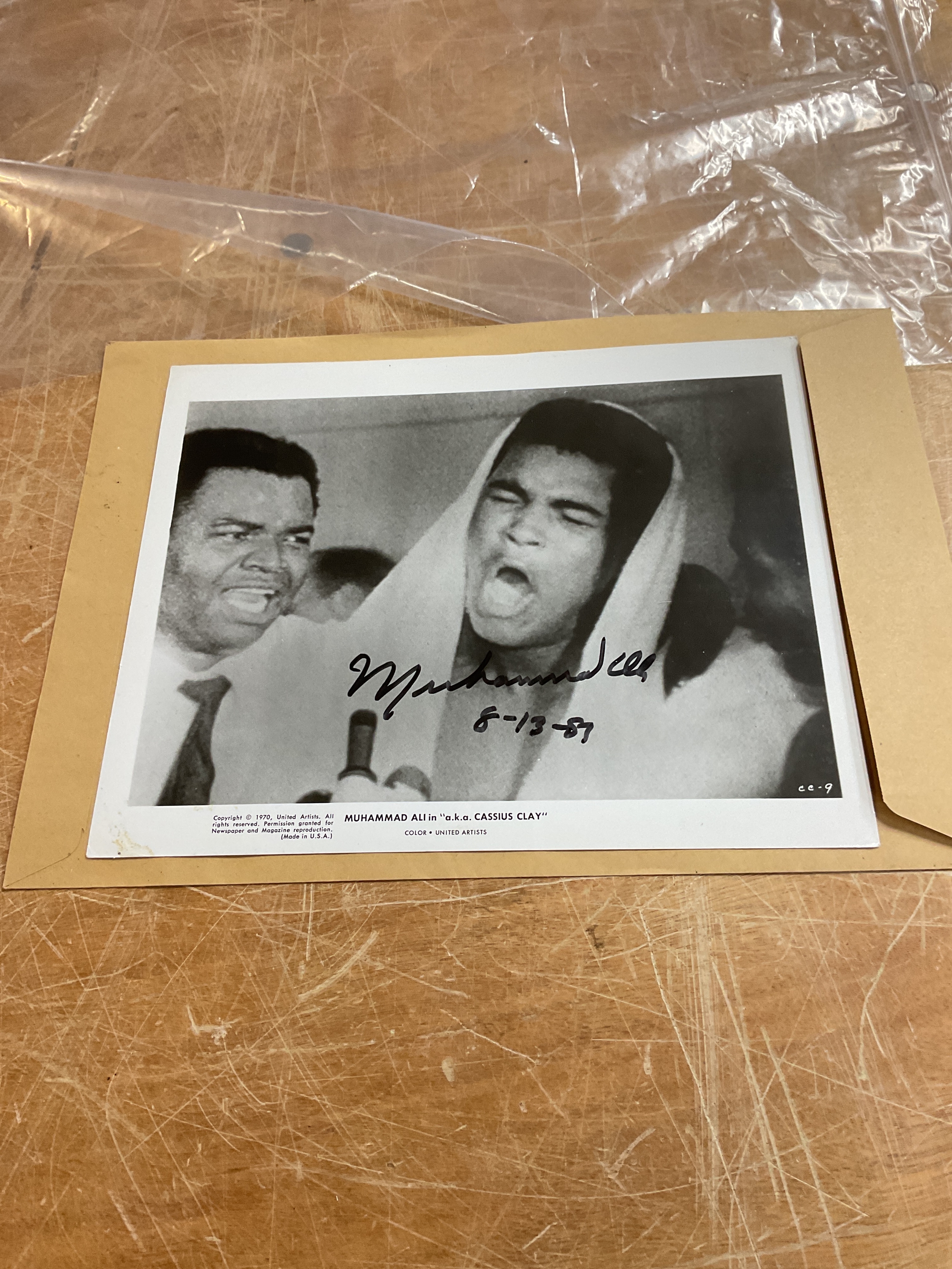 Original Muhammad Ali signature dated 8/13/87, kindly sent to the autograph hunter who requested his signature when he was visiting for the Bruno vs Witherspoon fight.
