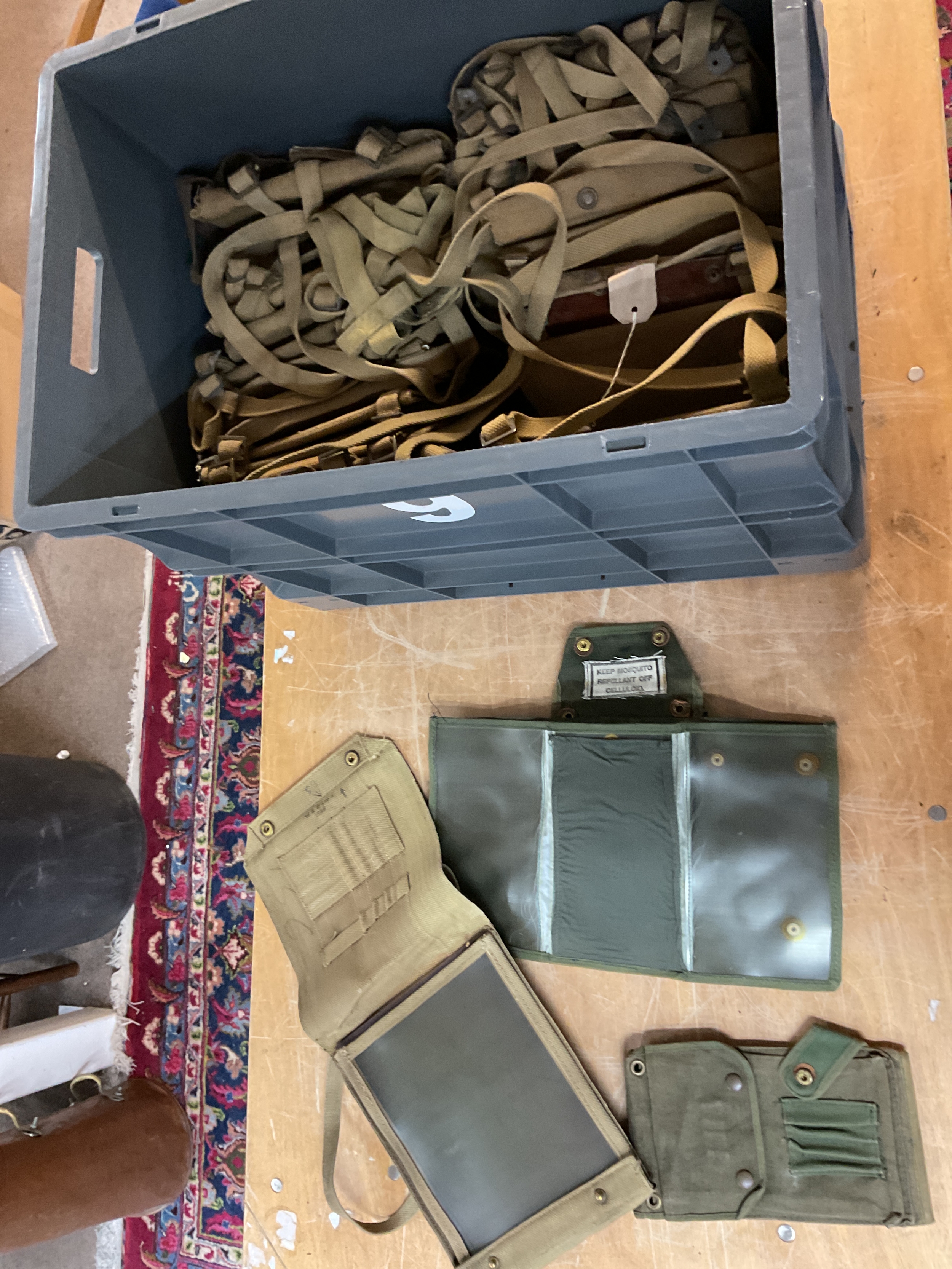 Large qty WWII canvas map cover cases.