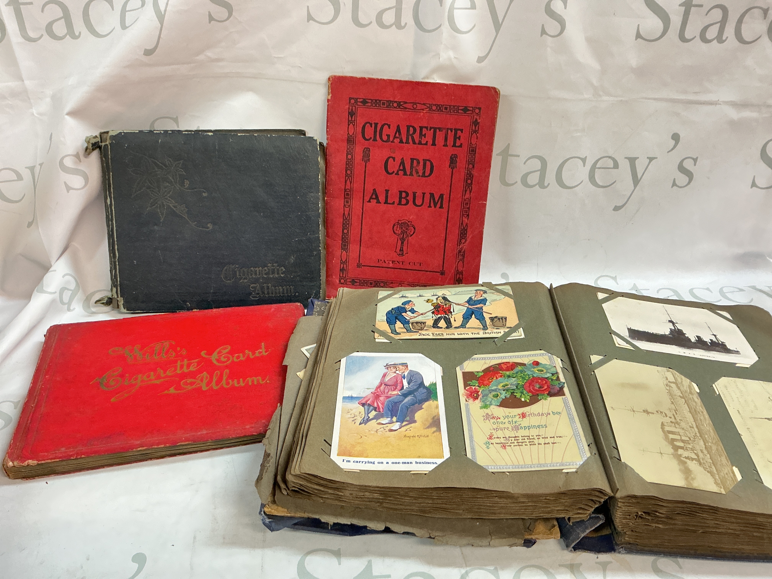 Military postcards and cigarette cards 