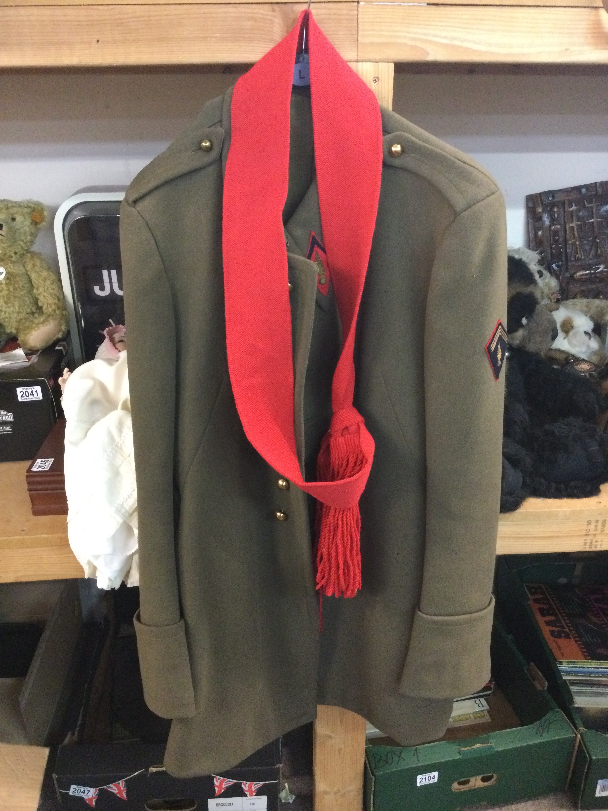 A reproduction WW2 French Army jacket Artillery officers long coat and a very large coat approximately 118cm long from collar