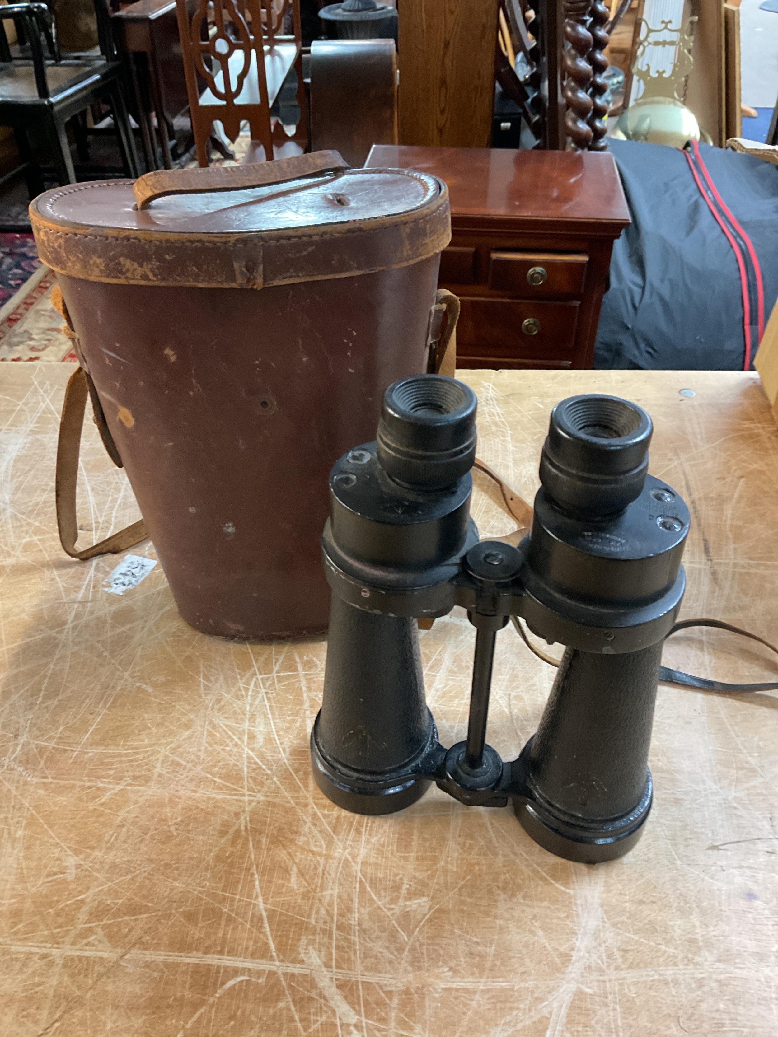 Pair of WWII Naval binoculars by Barr and Stroud with internal filters.