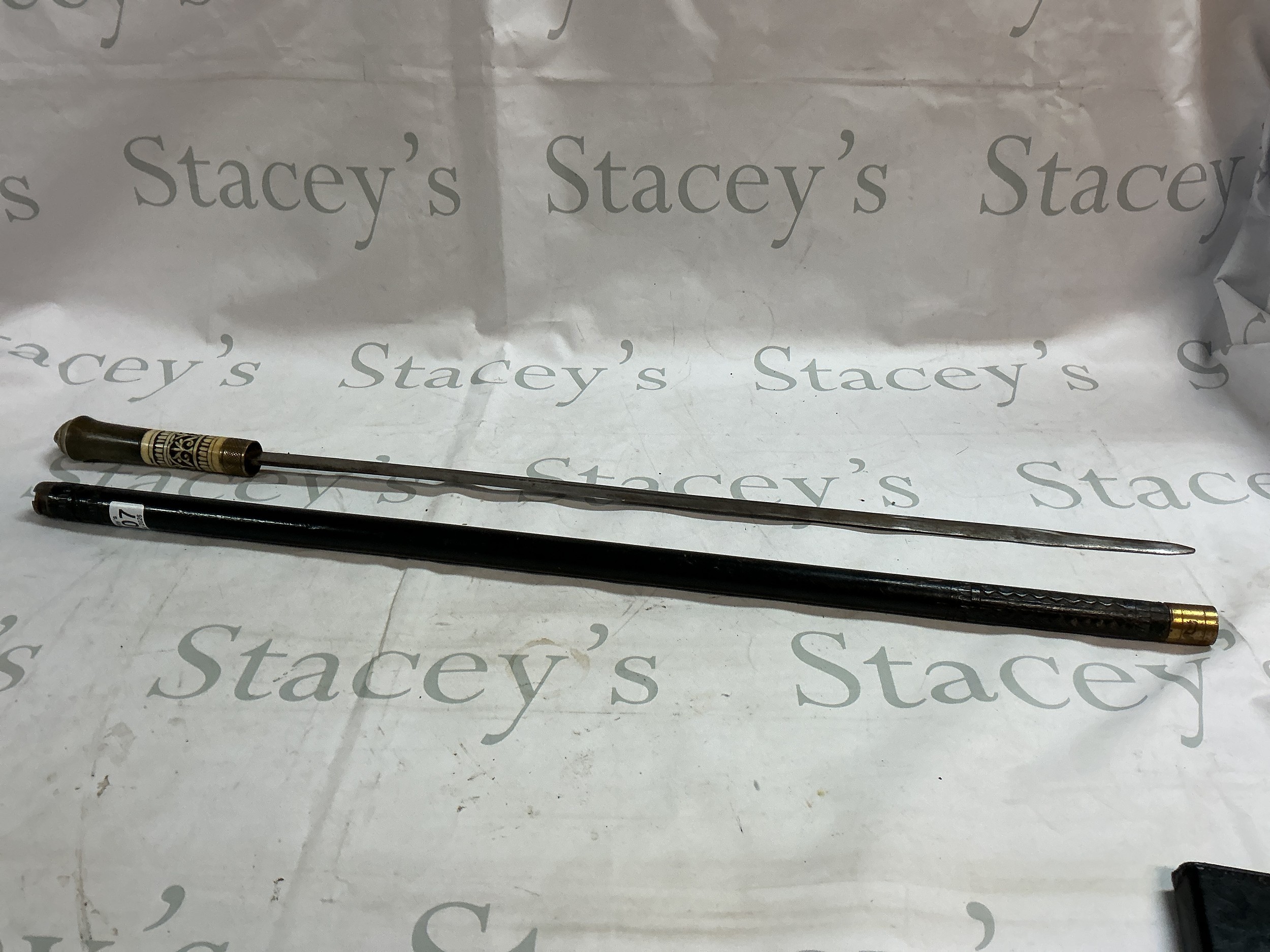 A Victorian Horn handled Indian Sword Stick ebony.
