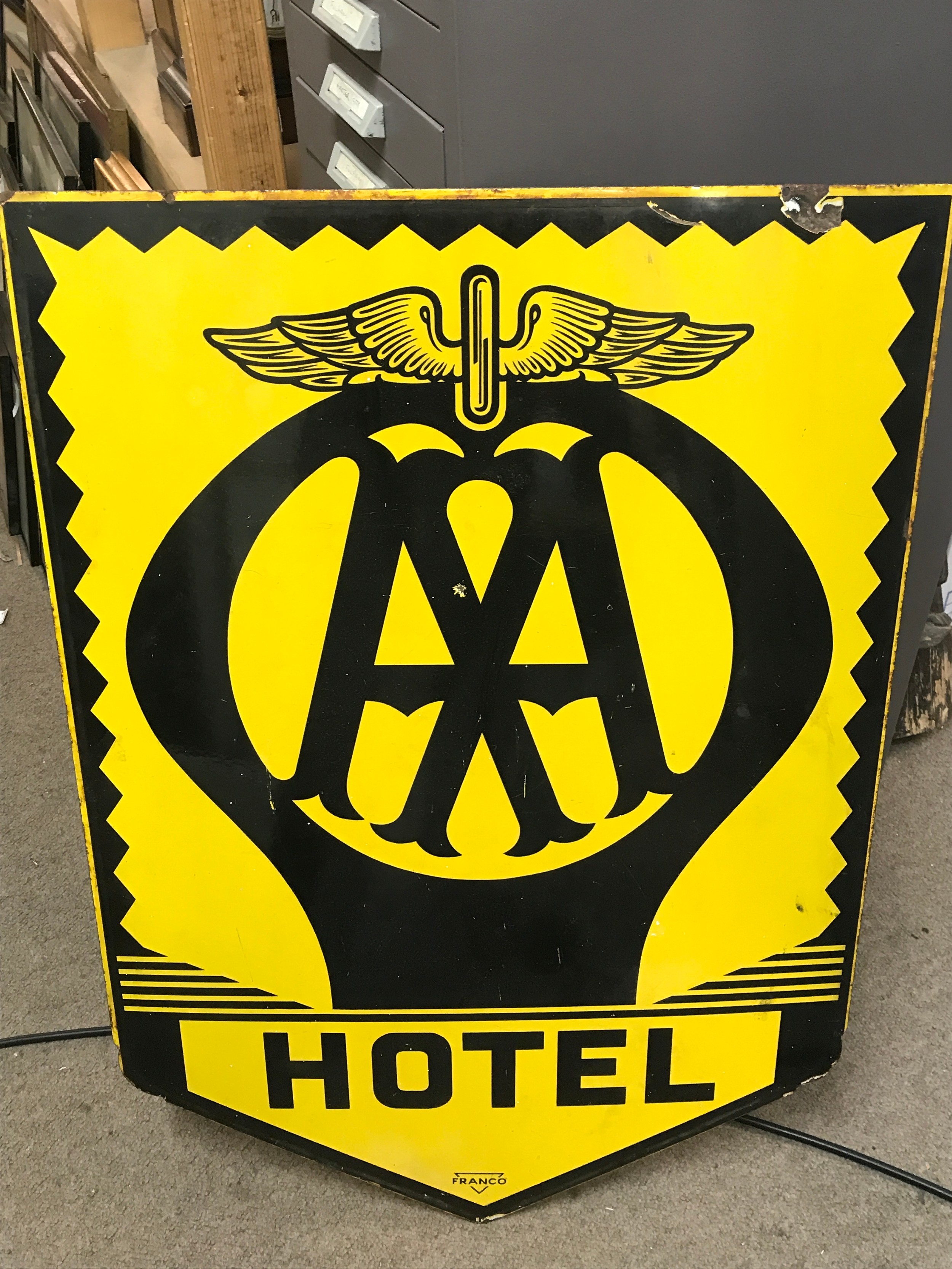 Large Vintage AA Hotel Sign. 56x78cm