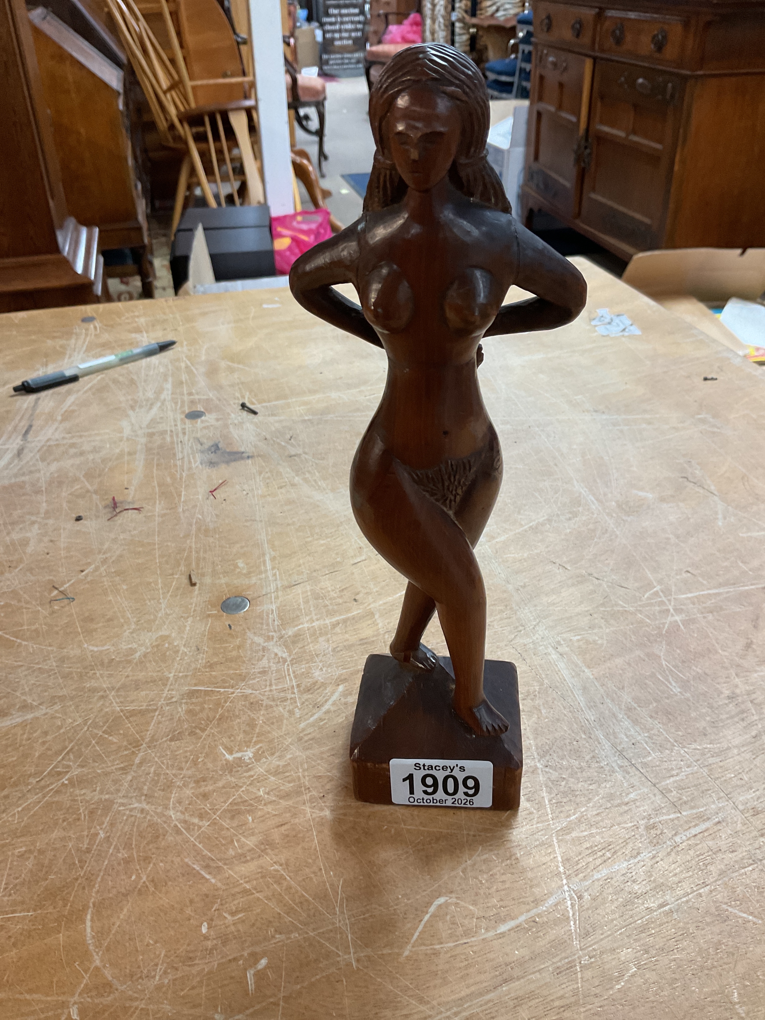 WWII Italian carved nude woman relating to the second Italy-Somalian war 1937 with inscription to the base.