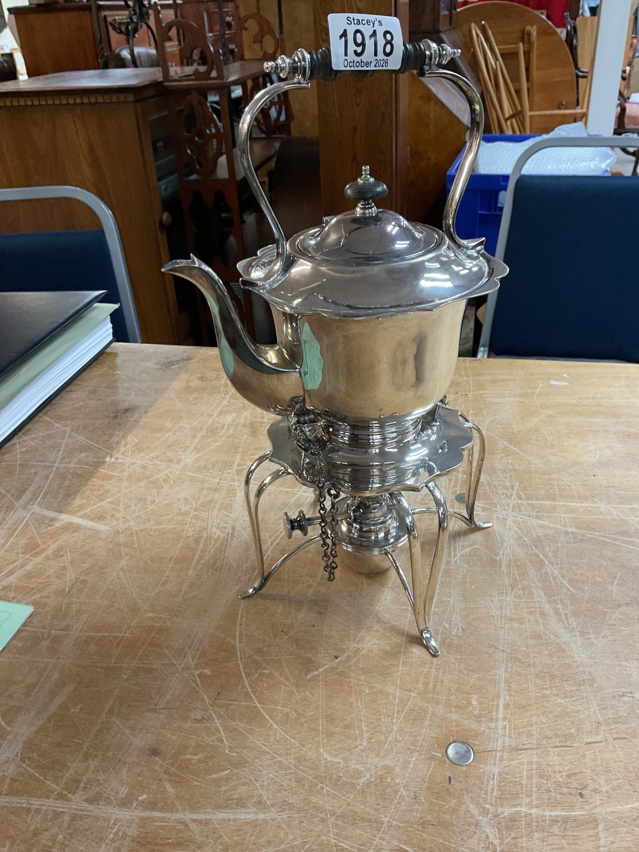 Silver plated spirit kettle nice condition.