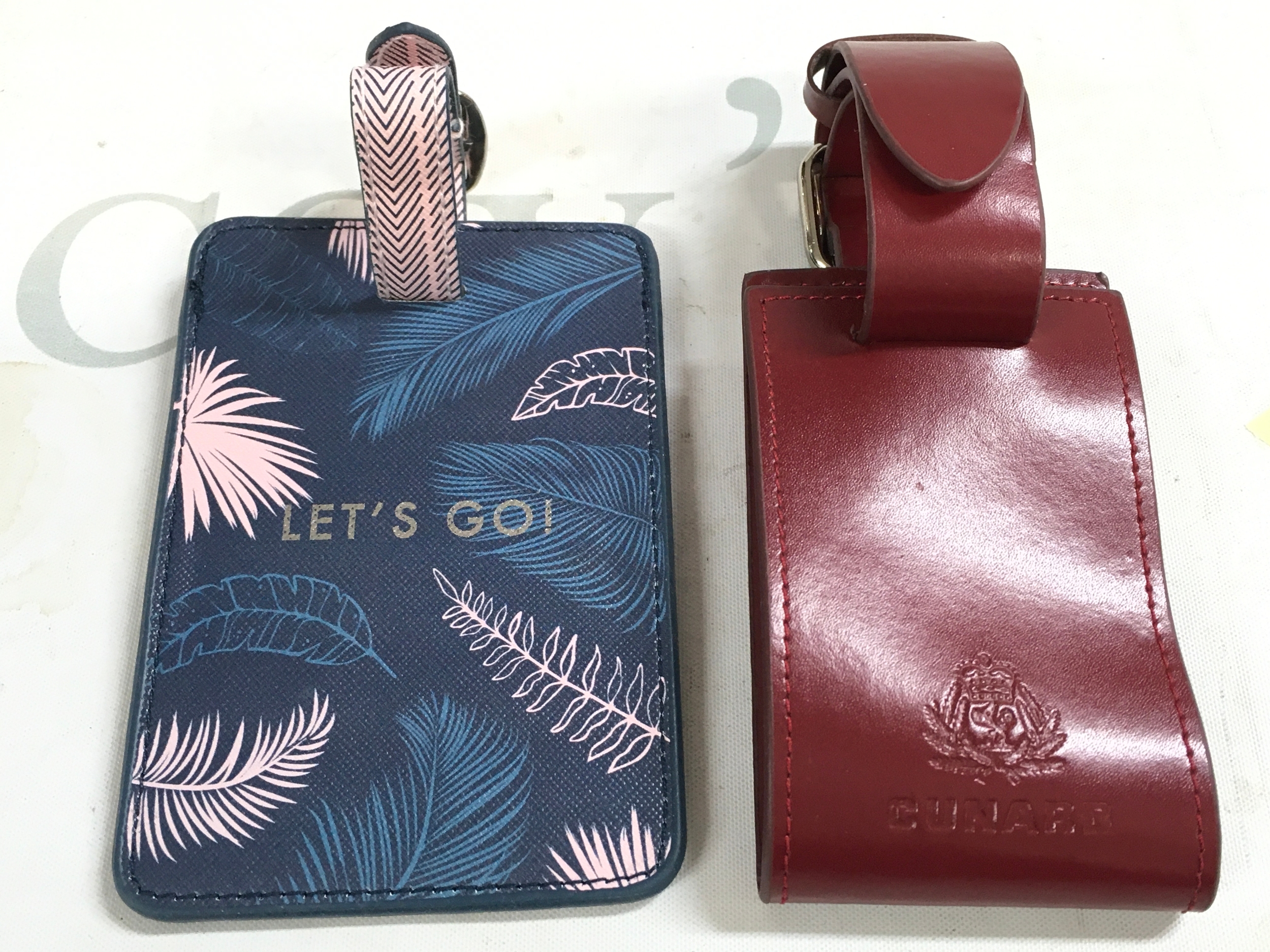 Cunard Aquascutum luggage tag leather and other let's go