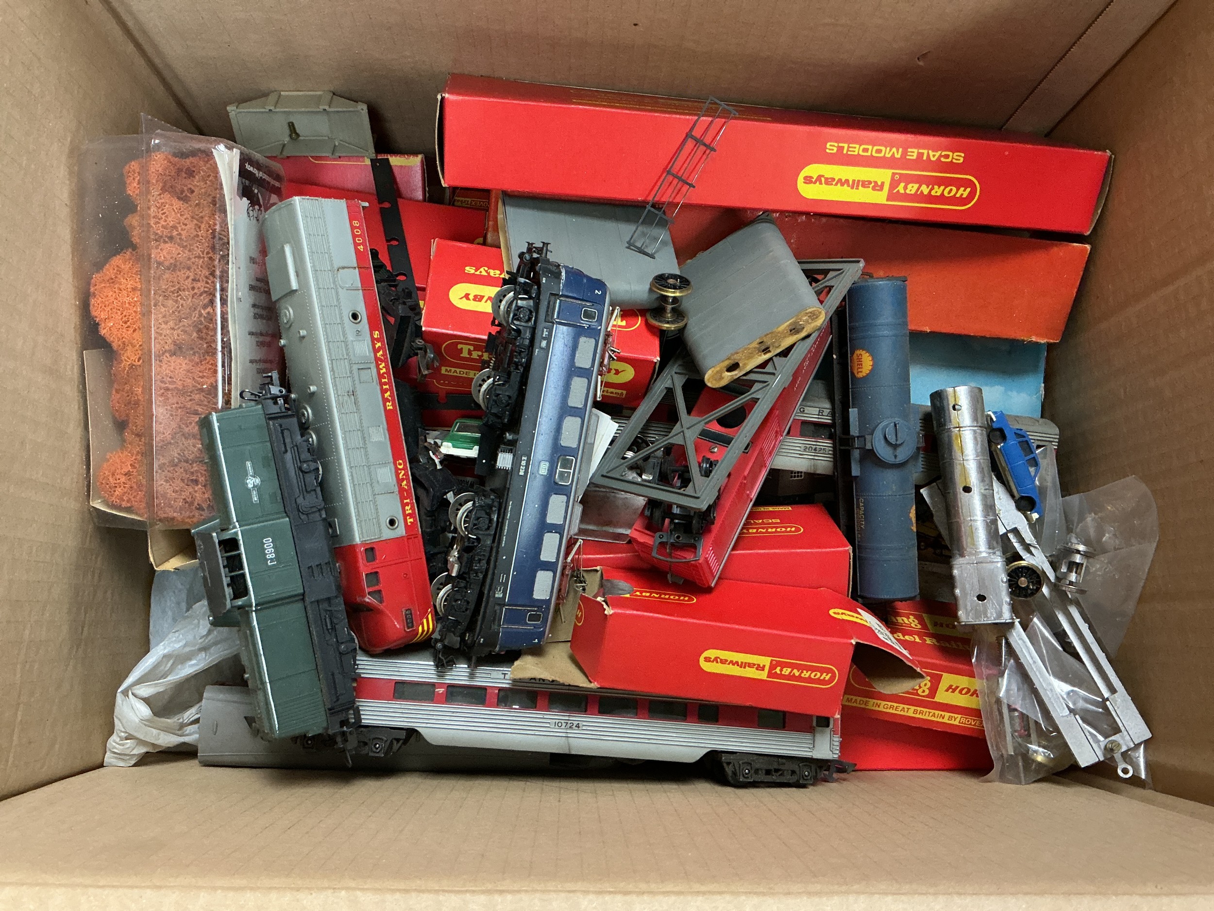 A large collection of model trains, rolling stock, accessories and track.