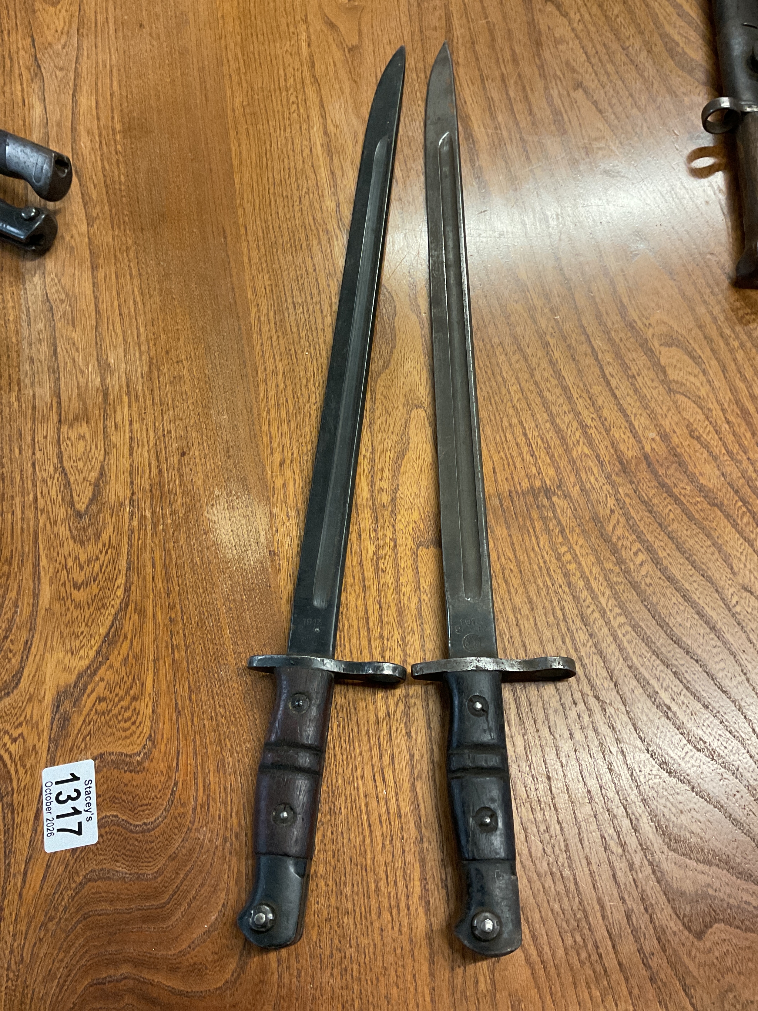 Two WWI Allied bayonets, dated 1917 Remington.