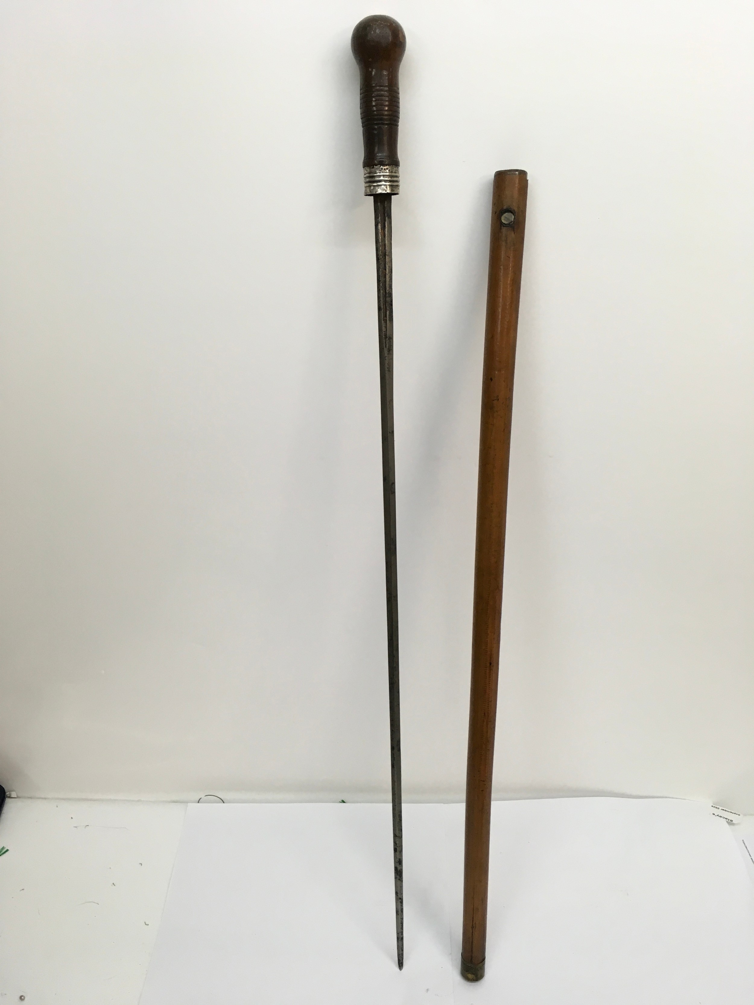 A Victorian sword stick with white metal mount
