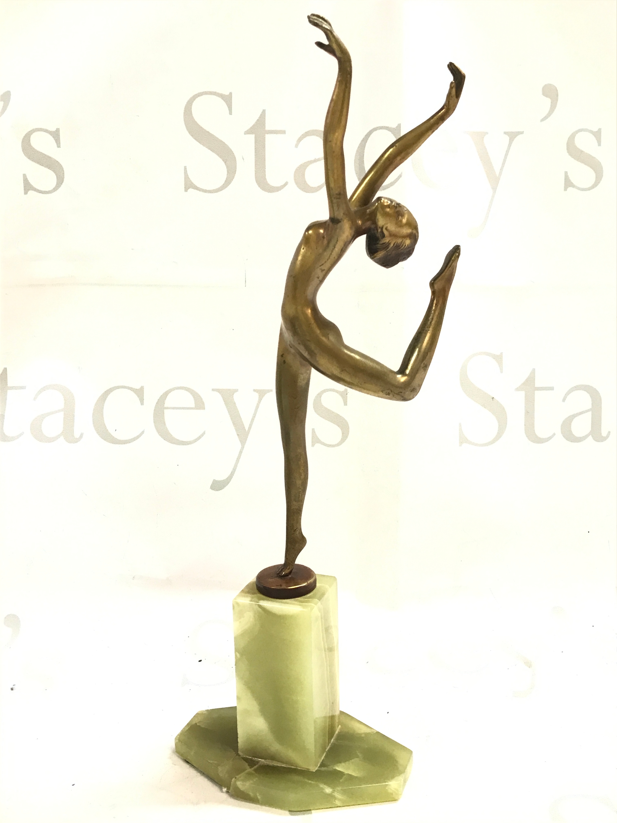 Josef Lorenzl Art Deco bronze figure on an onyx base, 32.5cm tall