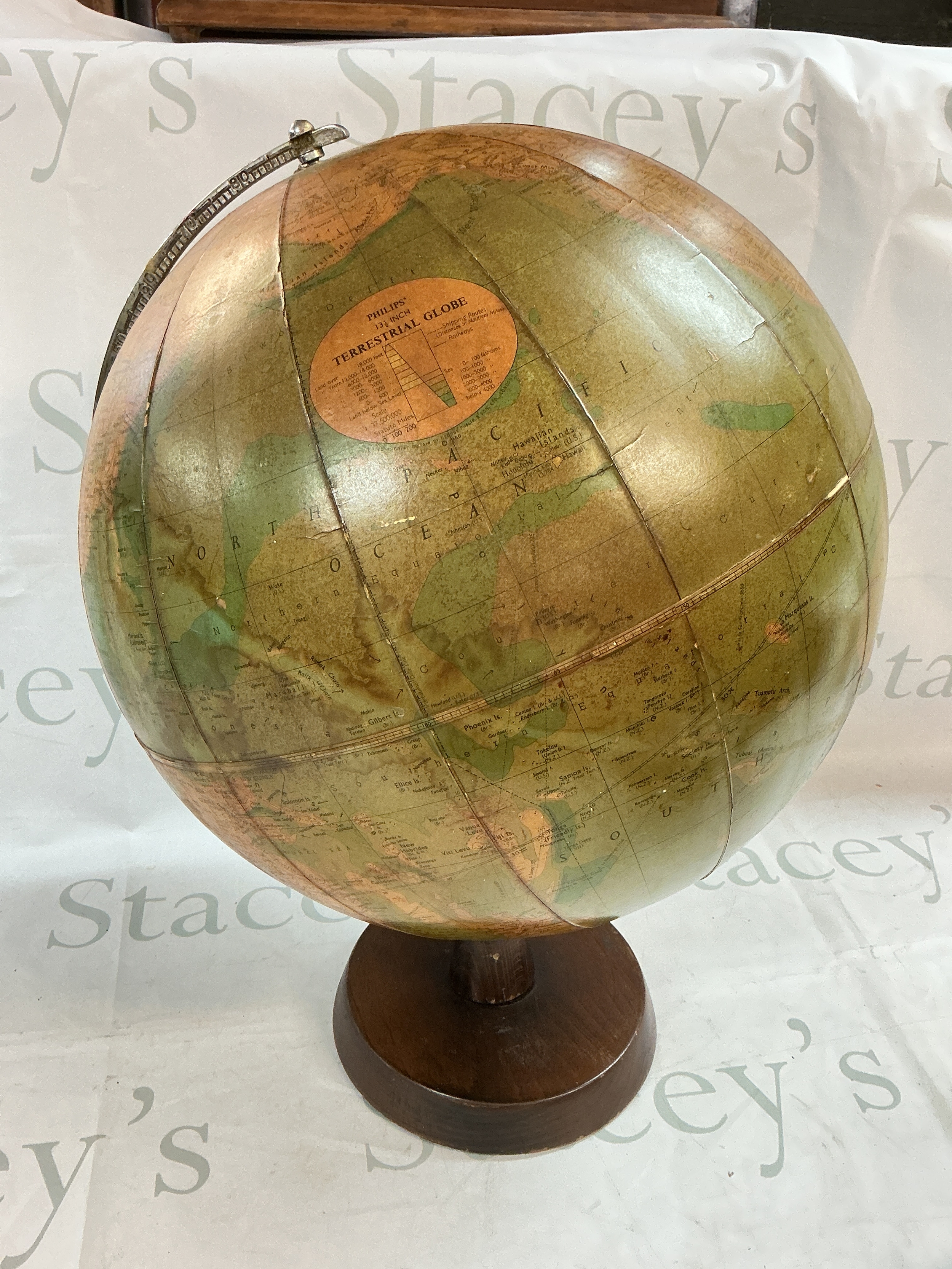 Phillips terrestrial globe circa 1960, 50cm tall