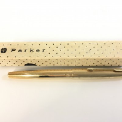 A boxed Parker 61 1/12th rolled gold pen with a 14ct Nib. Postage category A