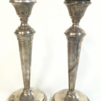 Silver hallmarked candle sticks, 21cm tall. Postage category B