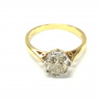 An 18ct gold diamond solitaire ring. Approximately 1.1ct and 3.3G size N
