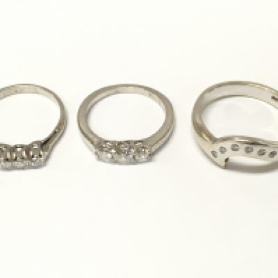 Three 18ct white gold diamond rings. Sizes K L Q approximately 10.3g