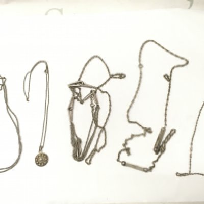 Five silver necklaces . 79g total weight Approx . Postage category A NO RESERVE