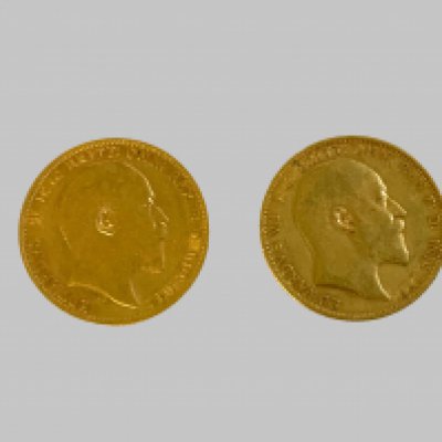 2 Edward VII full sovereign coins 1902/1909.