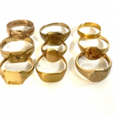 A mixed collection of 9ct gold rings, 40.3G (A)