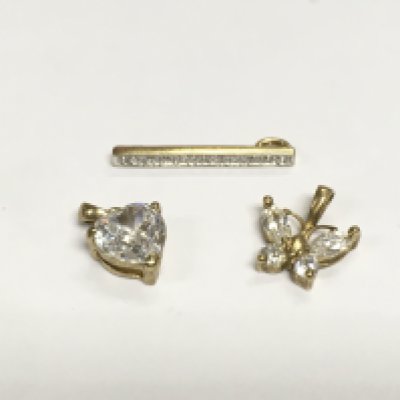 Three 9ct gold pendants set with stones, approx total weight 2.9g. Shipping category A.