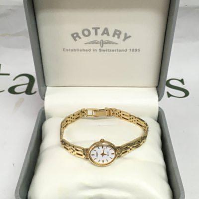 A boxed Rotary 9ct gold ladies watch. Shipping category B.