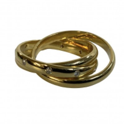 A Fennell 18ct yellow gold and diamond triple interlocking ring, Size N (A)