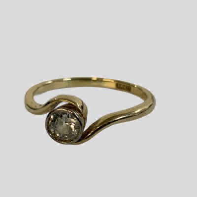 An 18ct gold twist design solitaire ring, 0.35ct, Size N. (A)