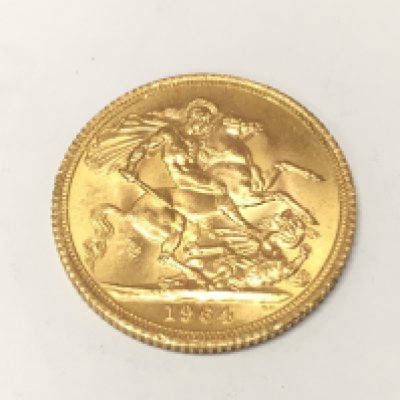 A 1964 full gold sovereign.