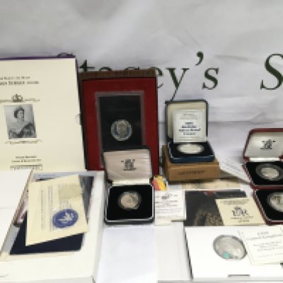 A mixed collection of cased Commemorative silver coinage comprising various &#20132662755 and &#20132662752 coins. Shipping category