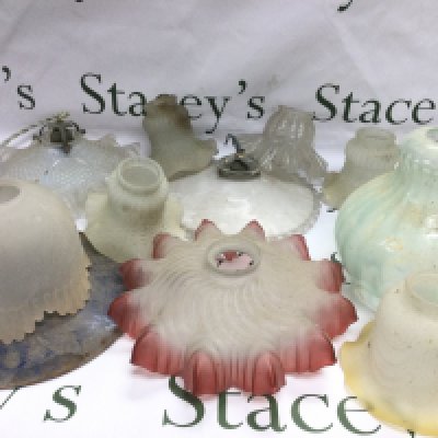 A box of Continental glass shades. Shipping category D.