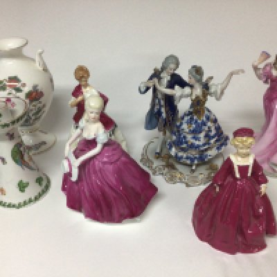 A collection of Coalport Doulton Worcester and other Porcelain figures and ceramics no obvious damage