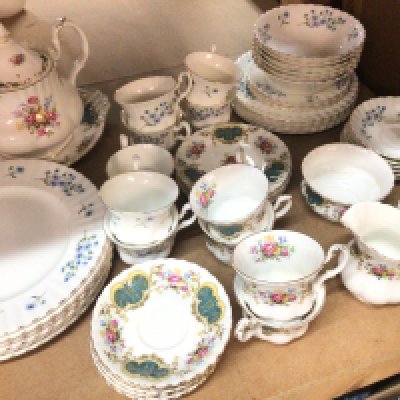 A Royal Albert bone china tea set six place setting Berkeley pattern and a Richmond Blue Rock pattern tea and dinner service.