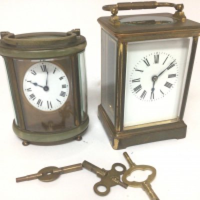 Two brass cased carriage clocks with Keys not seen working. (2)